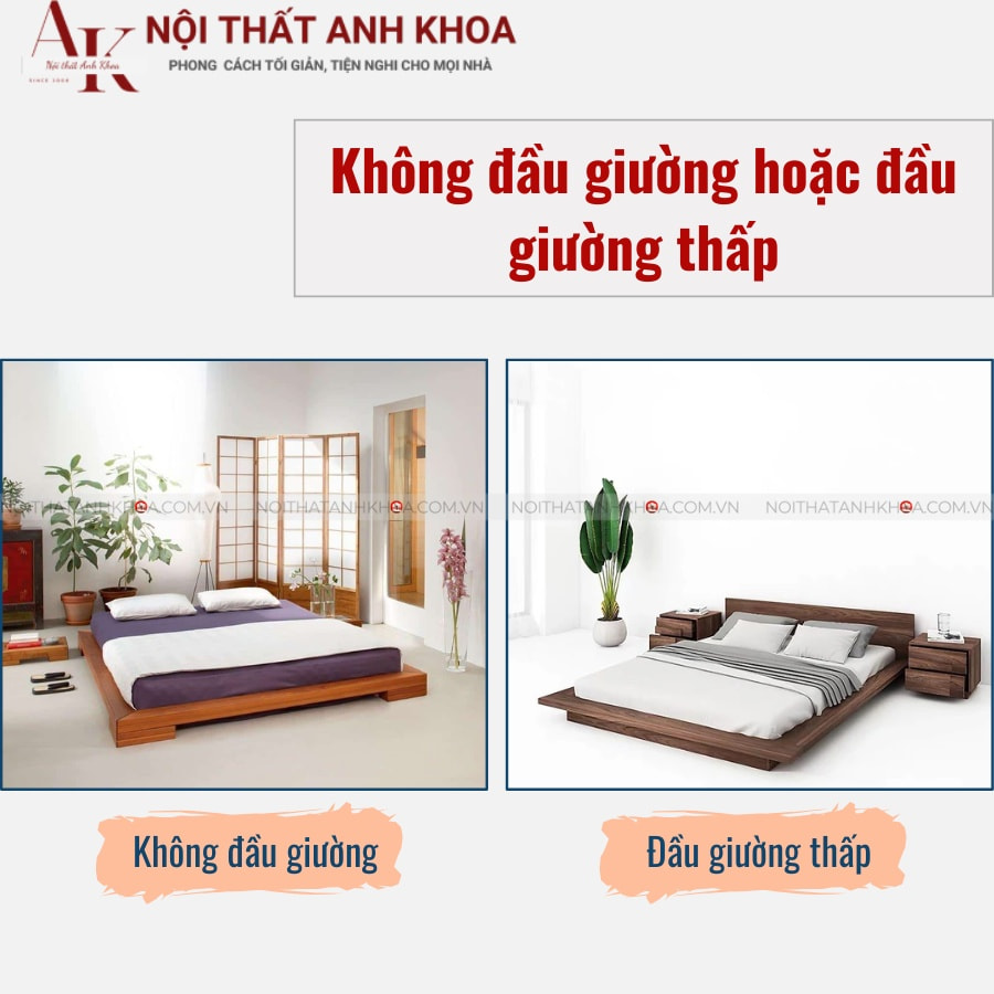Không đầu giường hoặc đầu giường thấp của giường ngủ Nhật Không đầu giường hoặc đầu giường thấp của giường ngủ Nhật