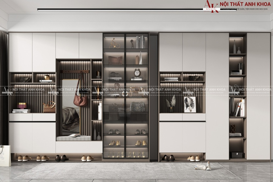Không gian bắt mắt cùng tủ giày kính cường lực Không gian bắt mắt cùng tủ giày kính cường lực