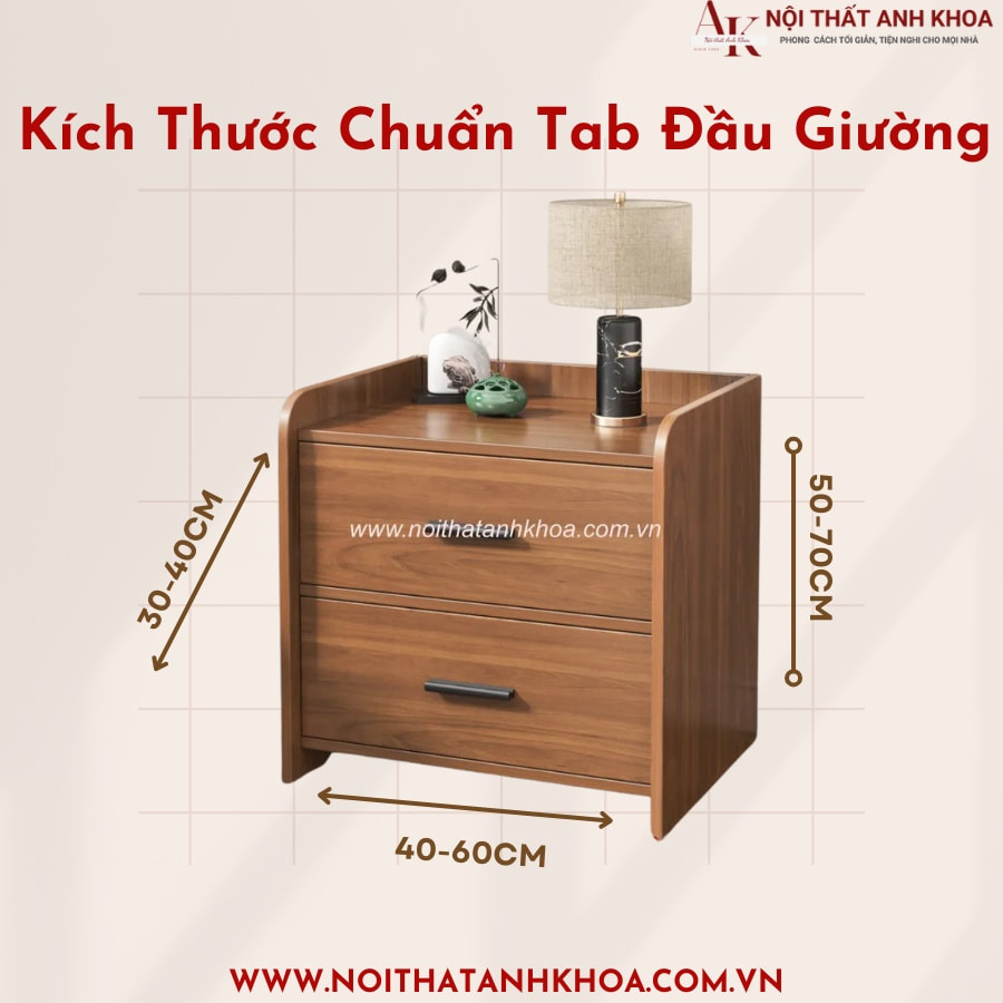 Kích thước chuẩn tab đầu giường gỗ công nghiệp Kích thước chuẩn tab đầu giường gỗ công nghiệp