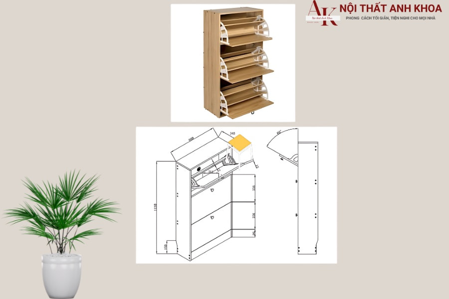 Tủ giày gỗ MDF hợp phong thủy: Đúng kích thước - Bền, đẹp Tủ giày gỗ MDF hợp phong thủy: Đúng kích thước - Bền, đẹp