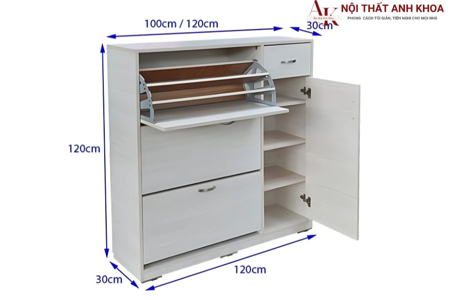 Tủ giày gỗ MDF chuẩn kích thước - Tài lộc, dồi dào  Tủ giày gỗ MDF chuẩn kích thước - Tài lộc, dồi dào