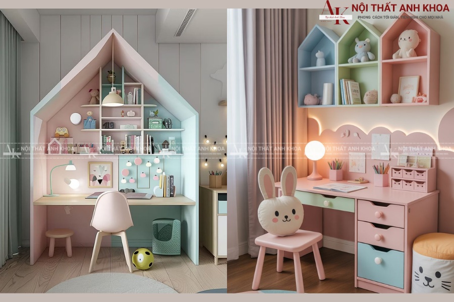 Kiểu dáng bàn học màu hồng thịnh hành Kiểu dáng bàn học màu hồng thịnh hành