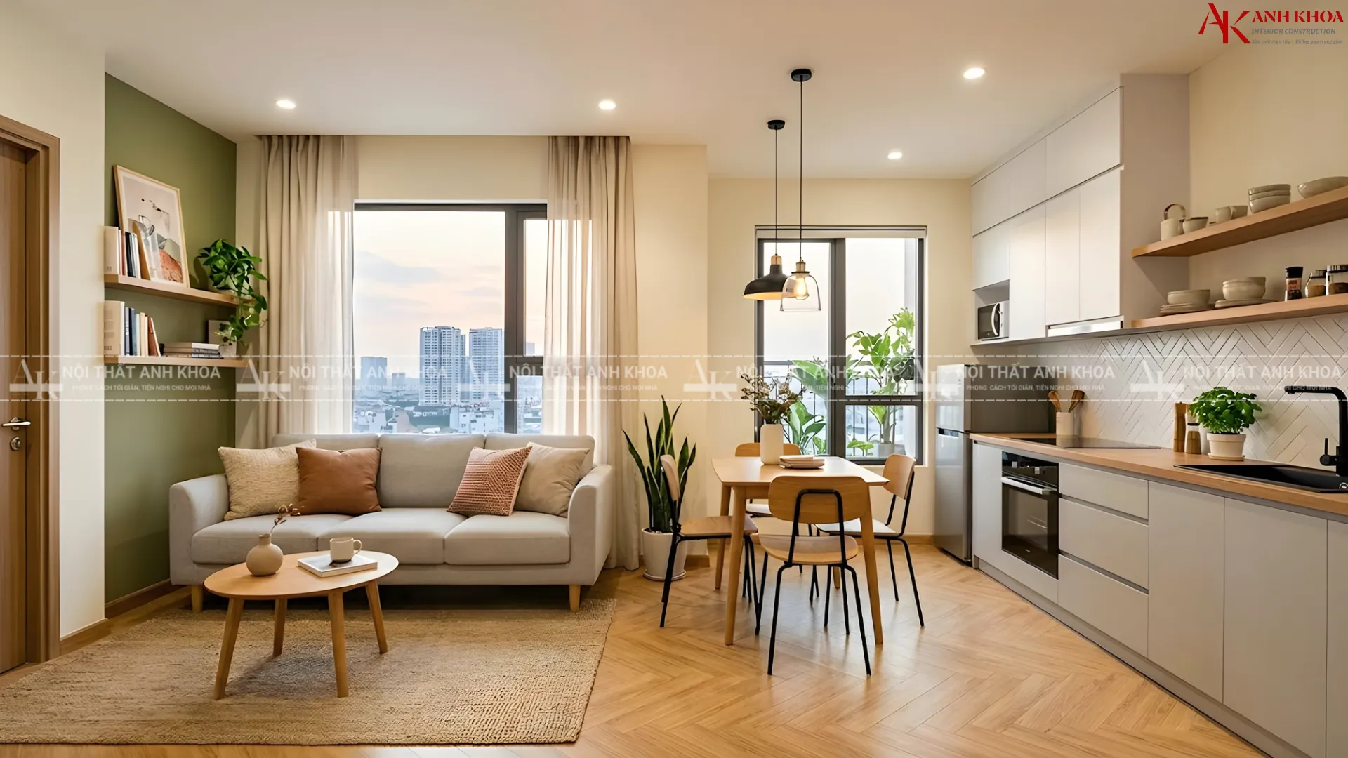 Phòng khách liền bếp - Giải pháp không gian mở hiện đại Phòng khách liền bếp - Giải pháp không gian mở hiện đại