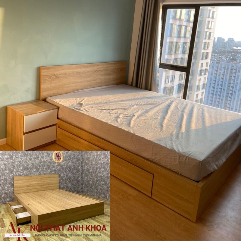Giường ngủ gỗ công nghiệp có 2 ngăn kéo Giường ngủ gỗ công nghiệp có 2 ngăn kéo