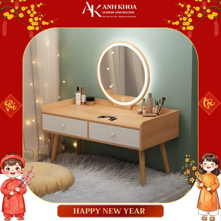 Bàn phấn mini màu vàng vân gỗ hiện đại giá rẻ Bàn phấn mini màu vàng vân gỗ hiện đại giá rẻ