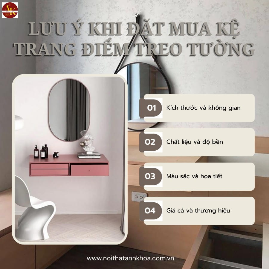 Lưu ý khi đặt mua kệ trang điểm treo tường Lưu ý khi đặt mua kệ trang điểm treo tường