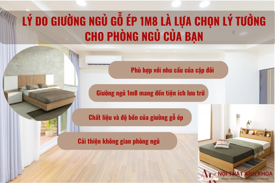 Lý do giường gỗ ép 1m8 là lựa chọn lý tưởng cho phòng ngủ của bạn Lý do giường gỗ ép 1m8 là lựa chọn lý tưởng cho phòng ngủ của bạn