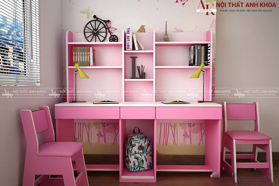 Mẫu bàn học đôi bằng gỗ Mẫu bàn học đôi bằng gỗ