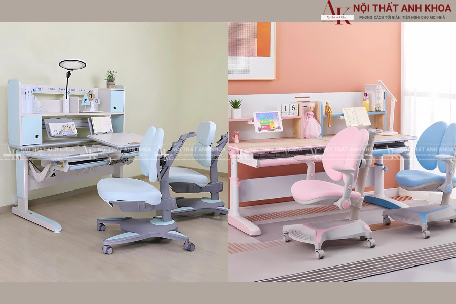Mẫu bàn học đôi thông minh chống gù, chống cận Mẫu bàn học đôi thông minh chống gù, chống cận