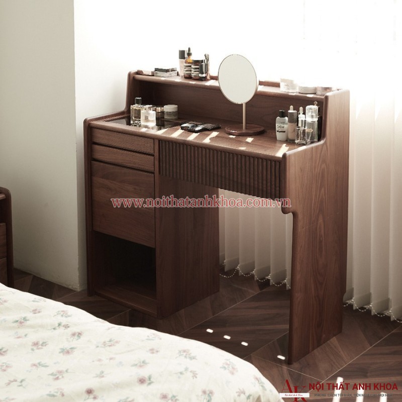 Bàn trang điểm màu nâu vân gỗ chất liệu gỗ sồi Bàn trang điểm màu nâu vân gỗ chất liệu gỗ sồi