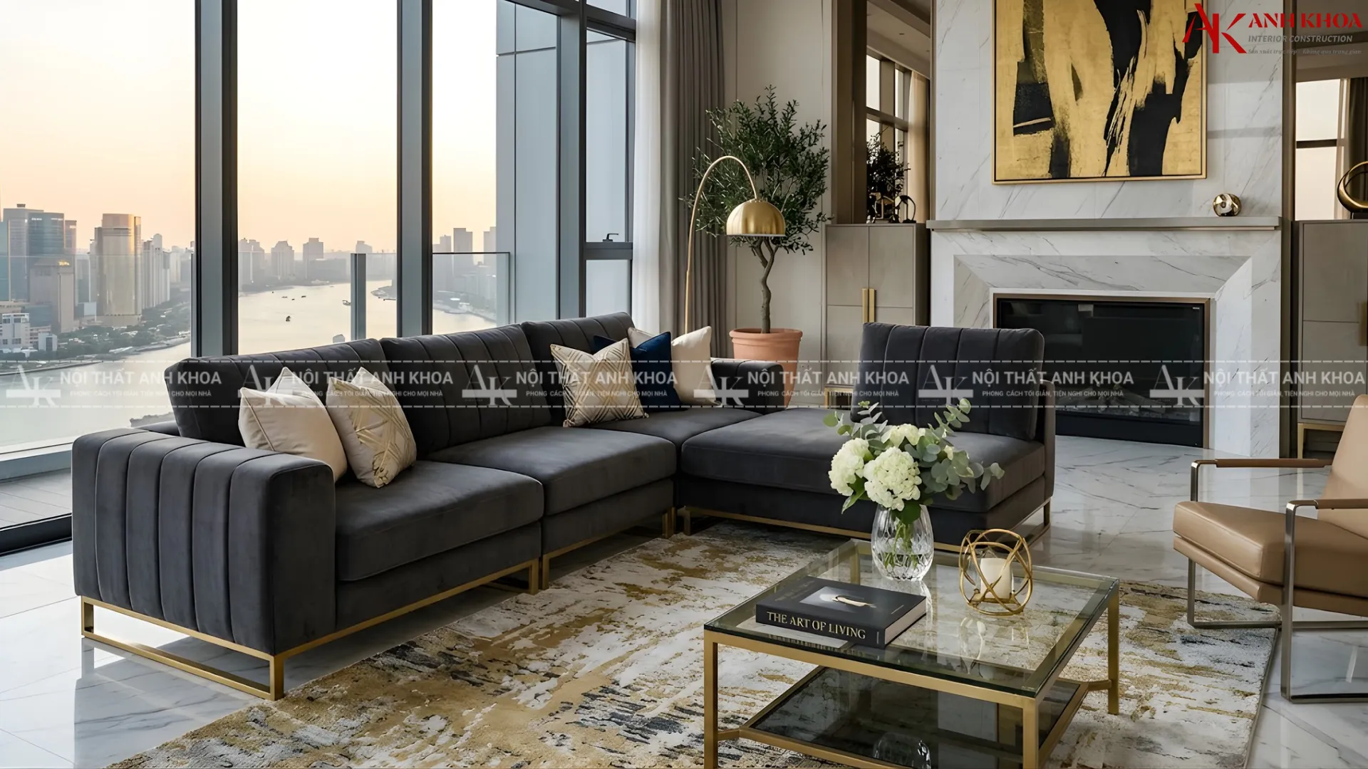 Điểm nhấn sang trọng cho phòng khách từ bộ sofa vải nhung mềm mại Điểm nhấn sang trọng cho phòng khách từ bộ sofa vải nhung mềm mại