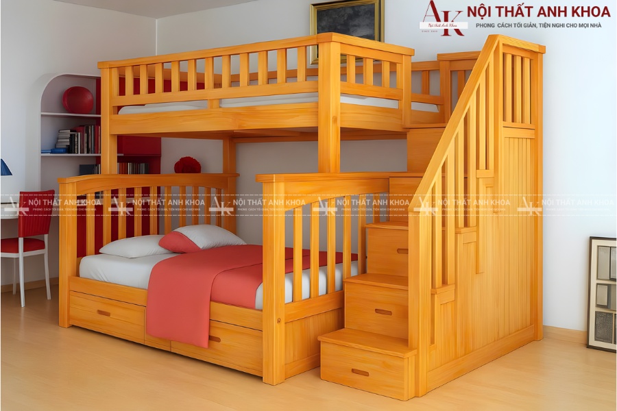 Giường tầng gỗ tự nhiên cao cấp - Đẹp từng chi tiết Giường tầng gỗ tự nhiên cao cấp - Đẹp từng chi tiết