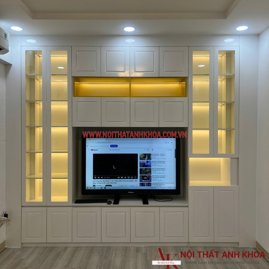 Mẫu kệ tivi phòng khách gỗ công nghiệp màu trắng thanh lịch Mẫu kệ tivi phòng khách gỗ công nghiệp màu trắng thanh lịch