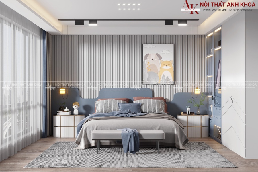 Mẫu phòng ngủ bé trai tone xanh hiện đại Mẫu phòng ngủ bé trai tone xanh hiện đại