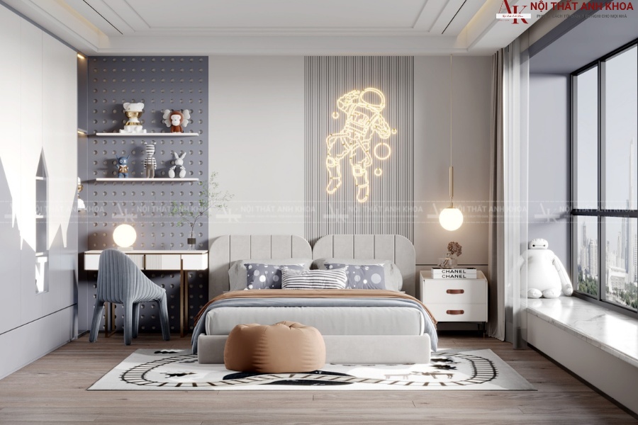 Mẫu phòng ngủ bé trai tone xanh hiện đại Mẫu phòng ngủ bé trai tone xanh hiện đại