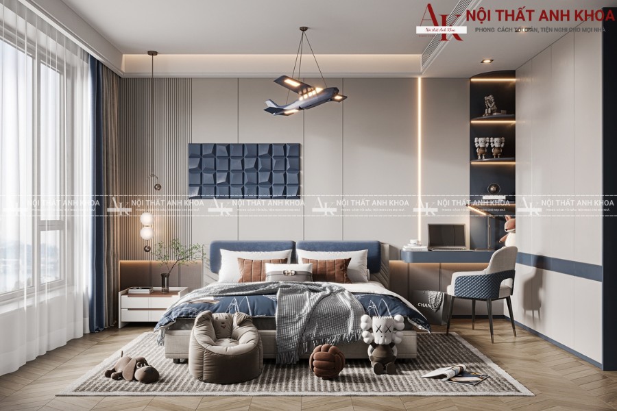 Mẫu phòng ngủ cho bé trai gỗ công nghiệp cao cấp Mẫu phòng ngủ cho bé trai gỗ công nghiệp cao cấp