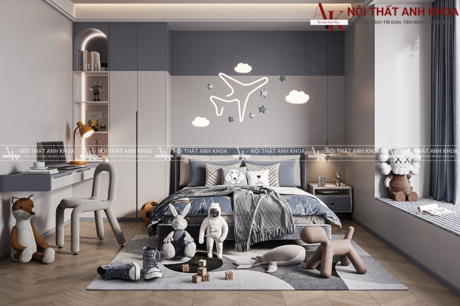 Mẫu phòng ngủ cho bé trai gỗ công nghiệp cao cấp Mẫu phòng ngủ cho bé trai gỗ công nghiệp cao cấp