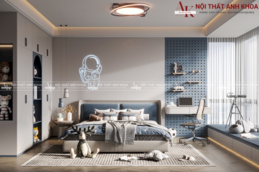 Mẫu phòng ngủ cho bé trai gỗ công nghiệp cao cấp Mẫu phòng ngủ cho bé trai gỗ công nghiệp cao cấp