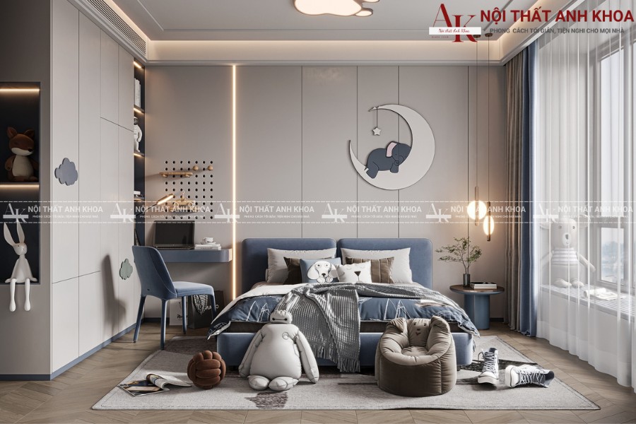 Mẫu phòng ngủ cho bé trai gỗ công nghiệp cao cấp Mẫu phòng ngủ cho bé trai gỗ công nghiệp cao cấp