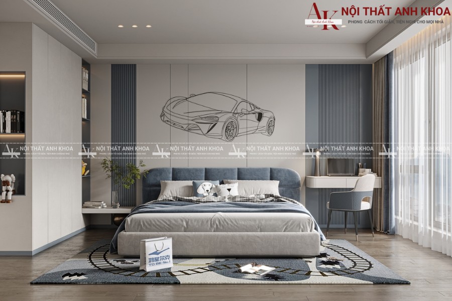 Mẫu phòng ngủ cho bé trai gỗ công nghiệp cao cấp Mẫu phòng ngủ cho bé trai gỗ công nghiệp cao cấp