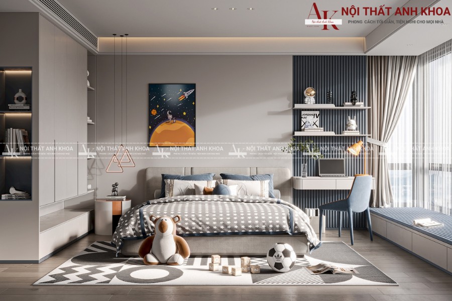 Mẫu phòng ngủ cho bé trai gỗ công nghiệp cao cấp Mẫu phòng ngủ cho bé trai gỗ công nghiệp cao cấp