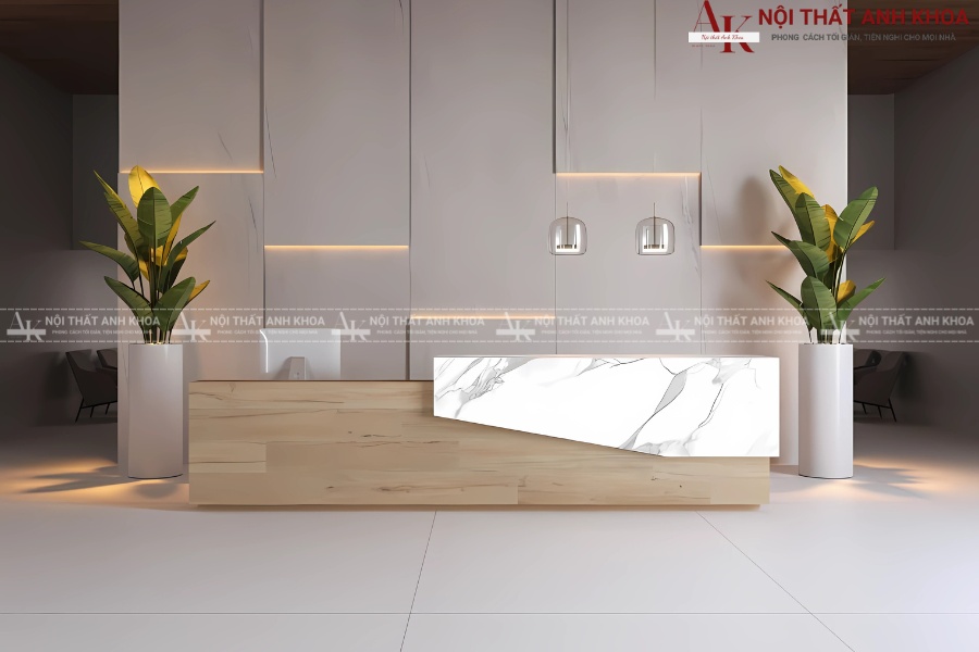 Mẫu quầy lễ tân nhà nghỉ chữ L Mẫu quầy lễ tân nhà nghỉ chữ L