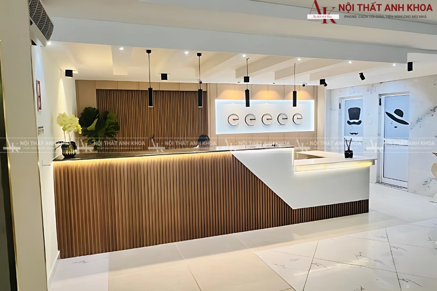 Mẫu quầy lễ tân nhà nghỉ gỗ công nghiệp Mẫu quầy lễ tân nhà nghỉ gỗ công nghiệp