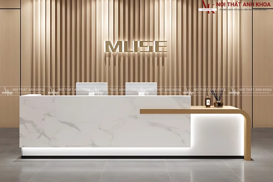 Mẫu quầy lễ tân spa sang trọng, tạo cảm giác thư giãn Mẫu quầy lễ tân spa sang trọng, tạo cảm giác thư giãn