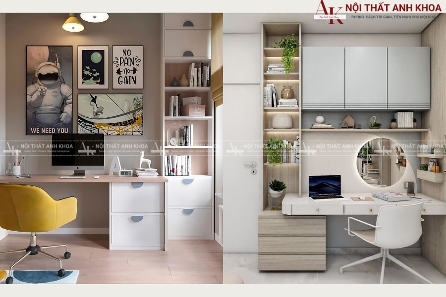 Màu sắc của bàn học có ngăn kéo không hài hòa Màu sắc của bàn học có ngăn kéo không hài hòa