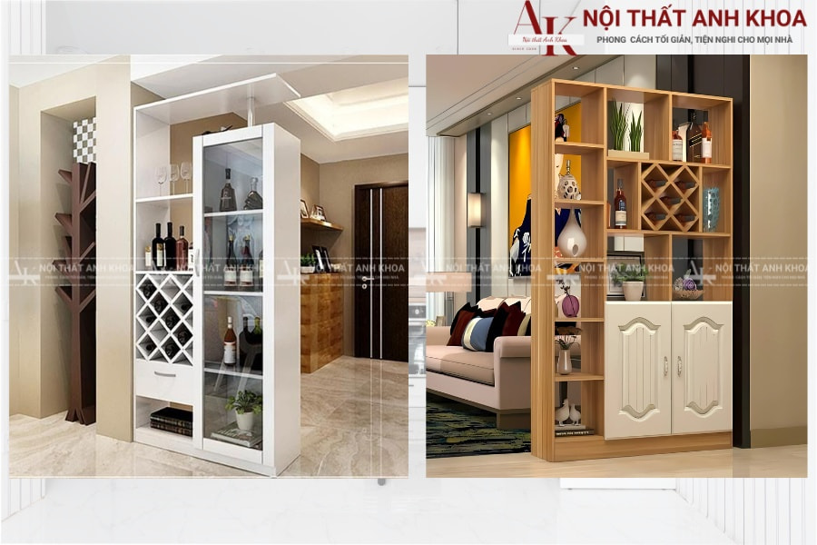 Mẫu tủ rượu kết hợp vách ngăn: Vừa phân chia, vừa kết nối Mẫu tủ rượu kết hợp vách ngăn: Vừa phân chia, vừa kết nối