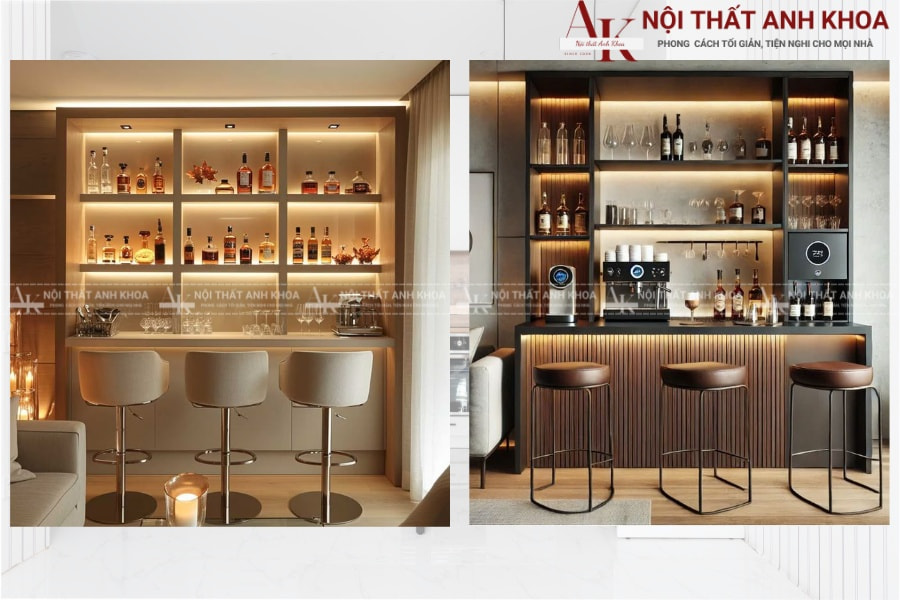 Mẫu tủ rượu quầy bar treo tường: Tiết kiệm diện tích, tối đa hiệu quả Mẫu tủ rượu quầy bar treo tường: Tiết kiệm diện tích, tối đa hiệu quả