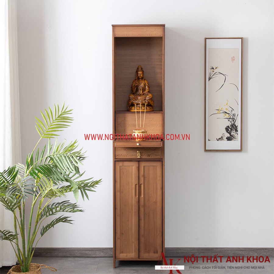Mẫu tủ thờ nhỏ gọn gỗ tự nhiên màu nâu vân gỗ, ấm cúng Mẫu tủ thờ nhỏ gọn gỗ tự nhiên màu nâu vân gỗ, ấm cúng