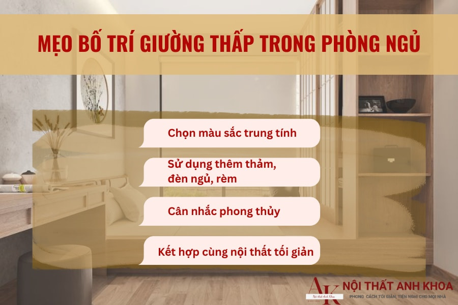 Mẹo bố trí giường thấp trong phòng ngủ Mẹo bố trí giường thấp trong phòng ngủ