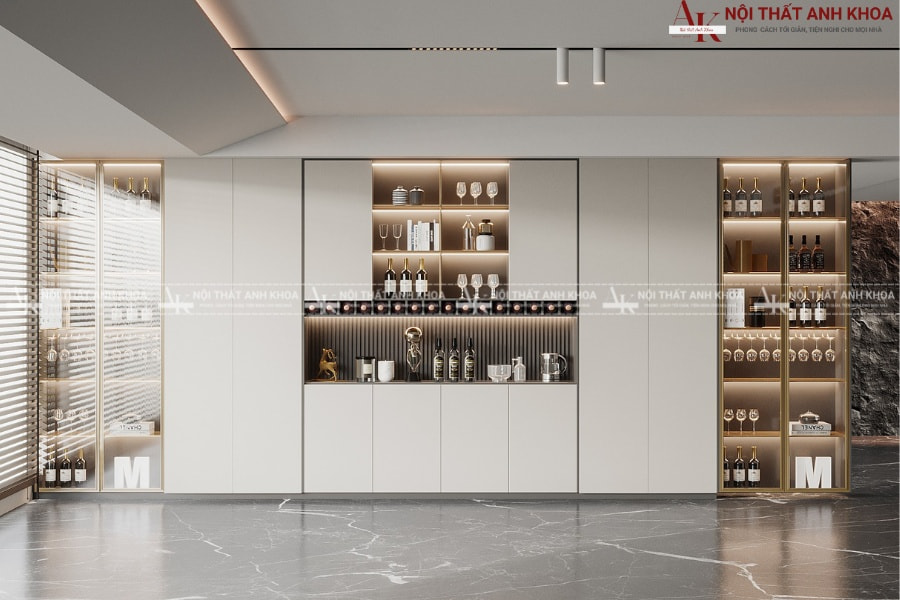 Tủ rượu gỗ công nghiệp phong cách tối giản Tủ rượu gỗ công nghiệp phong cách tối giản