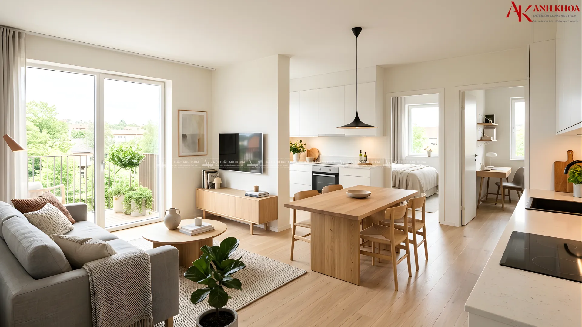 Mẫu thiết kế nội thất căn hộ 2 phòng ngủ đẹp, hiện đại Mẫu thiết kế nội thất căn hộ 2 phòng ngủ đẹp, hiện đại