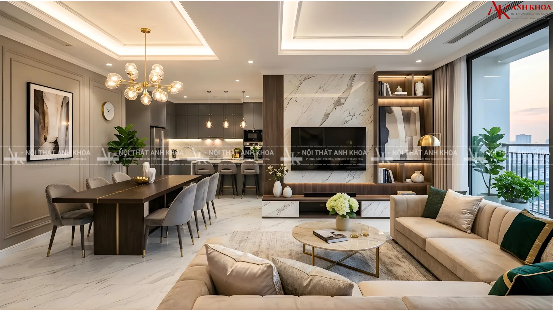 Thiết kế chung cư phòng khách liền bếp - Tiện lợi, tiện nghi Thiết kế chung cư phòng khách liền bếp - Tiện lợi, tiện nghi