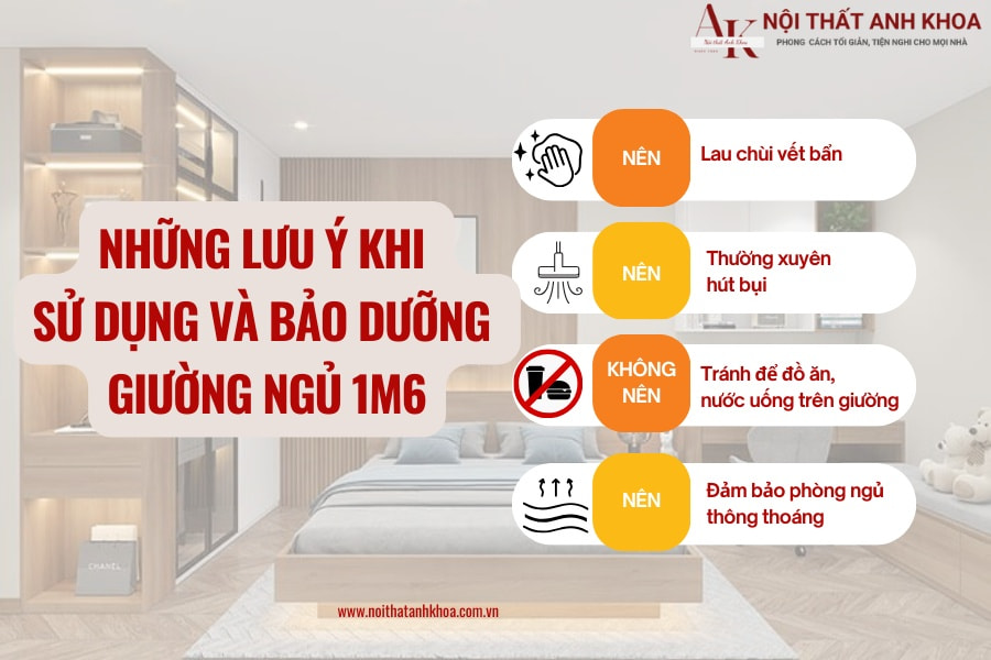 Những lưu ý khi sử dụng và bảo dưỡng giường ngủ 1m6 Những lưu ý khi sử dụng và bảo dưỡng giường ngủ 1m6