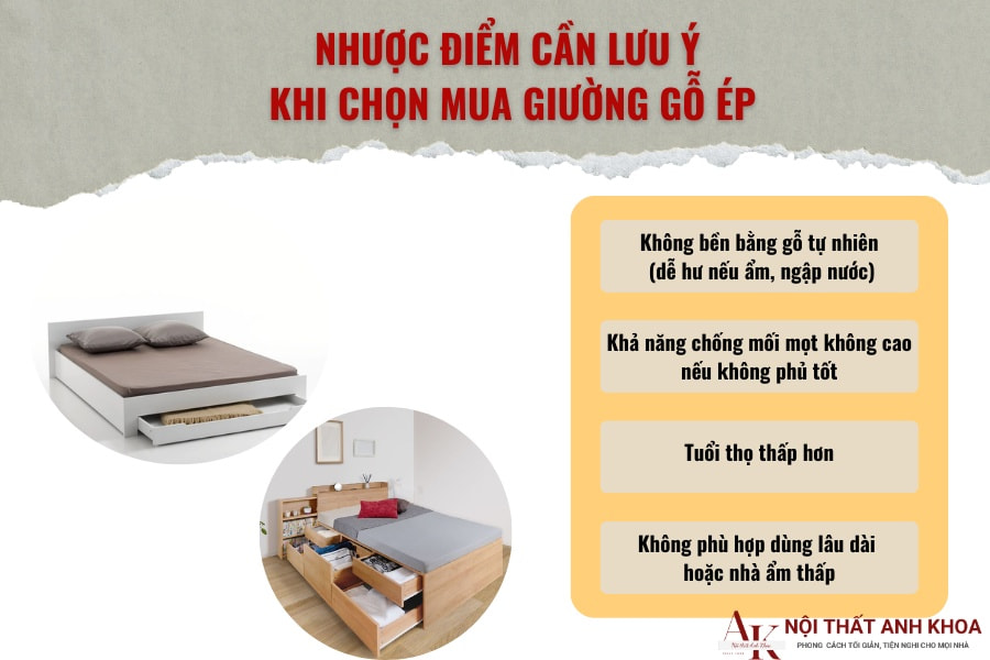 Nhược điểm cần lưu ý khi chọn mua giường gỗ ép Nhược điểm cần lưu ý khi chọn mua giường gỗ ép
