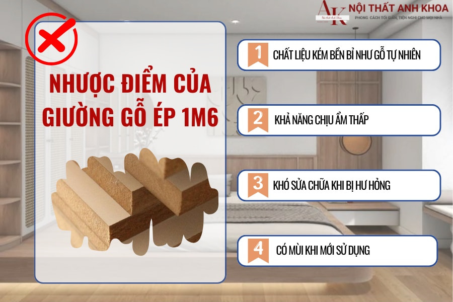 Nhược điểm của giường gỗ ép 1m6 Nhược điểm của giường gỗ ép 1m6