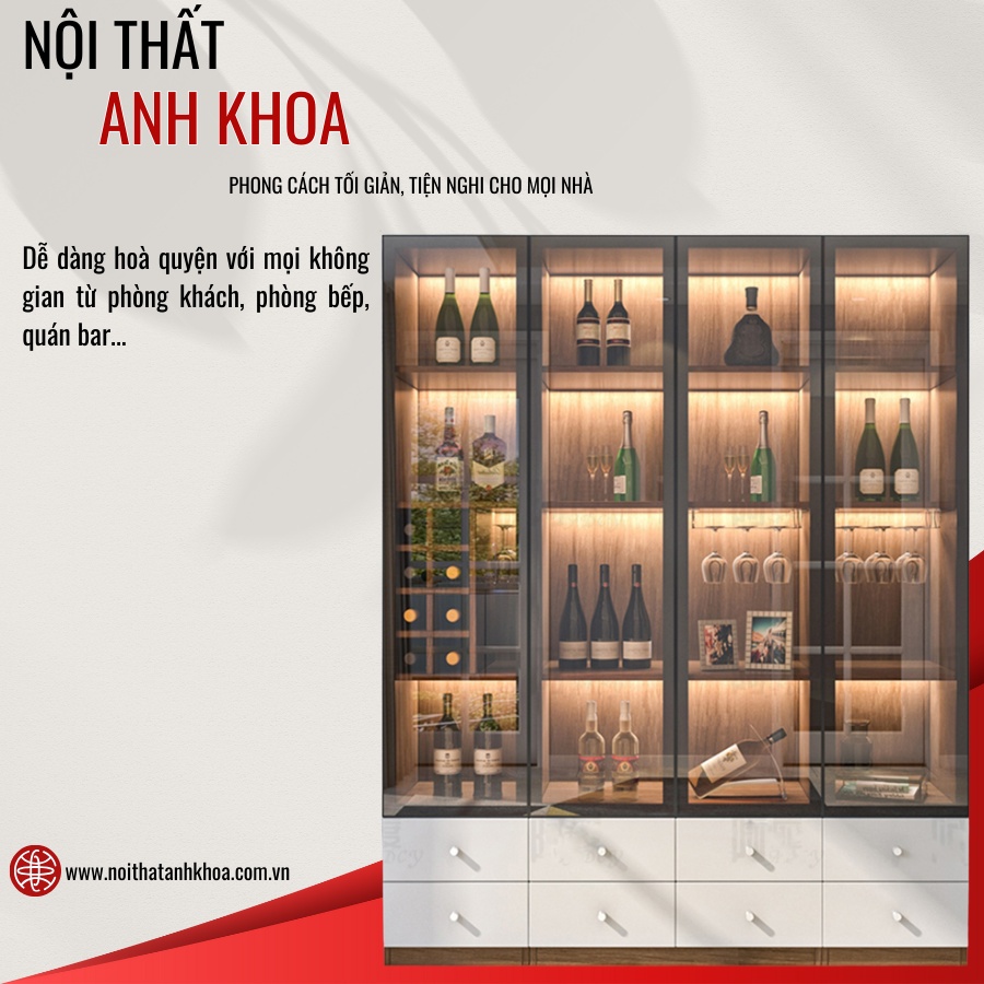 Kệ trưng bày trang trí tủ rượu tại nội thất Anh Khoa Kệ trưng bày trang trí tủ rượu tại nội thất Anh Khoa