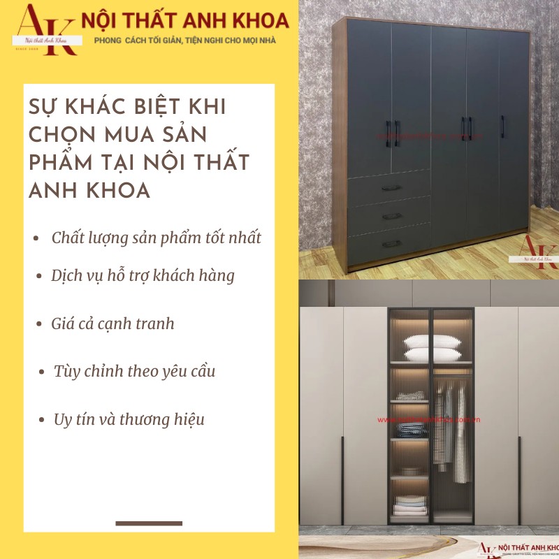 Sự khác biết khi mua Tủ Quần Áo tại Nội Thất Anh Khoa Sự khác biết khi mua Tủ Quần Áo tại Nội Thất Anh Khoa
