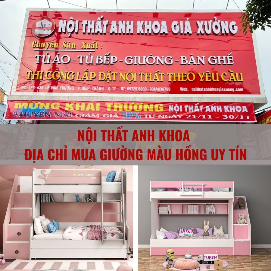 Nội thất Anh Khoa - Địa chỉ mua giường màu hồng uy tín Nội thất Anh Khoa - Địa chỉ mua giường màu hồng uy tín