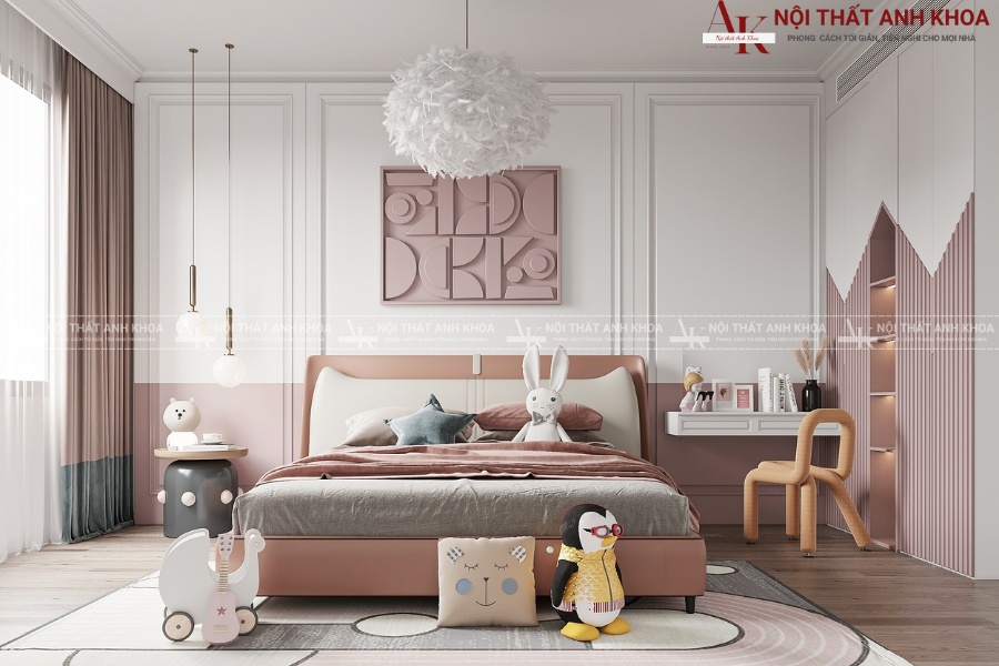 Thiết kế phòng ngủ bé gái với nội thất gỗ MDF bền đẹp Thiết kế phòng ngủ bé gái với nội thất gỗ MDF bền đẹp