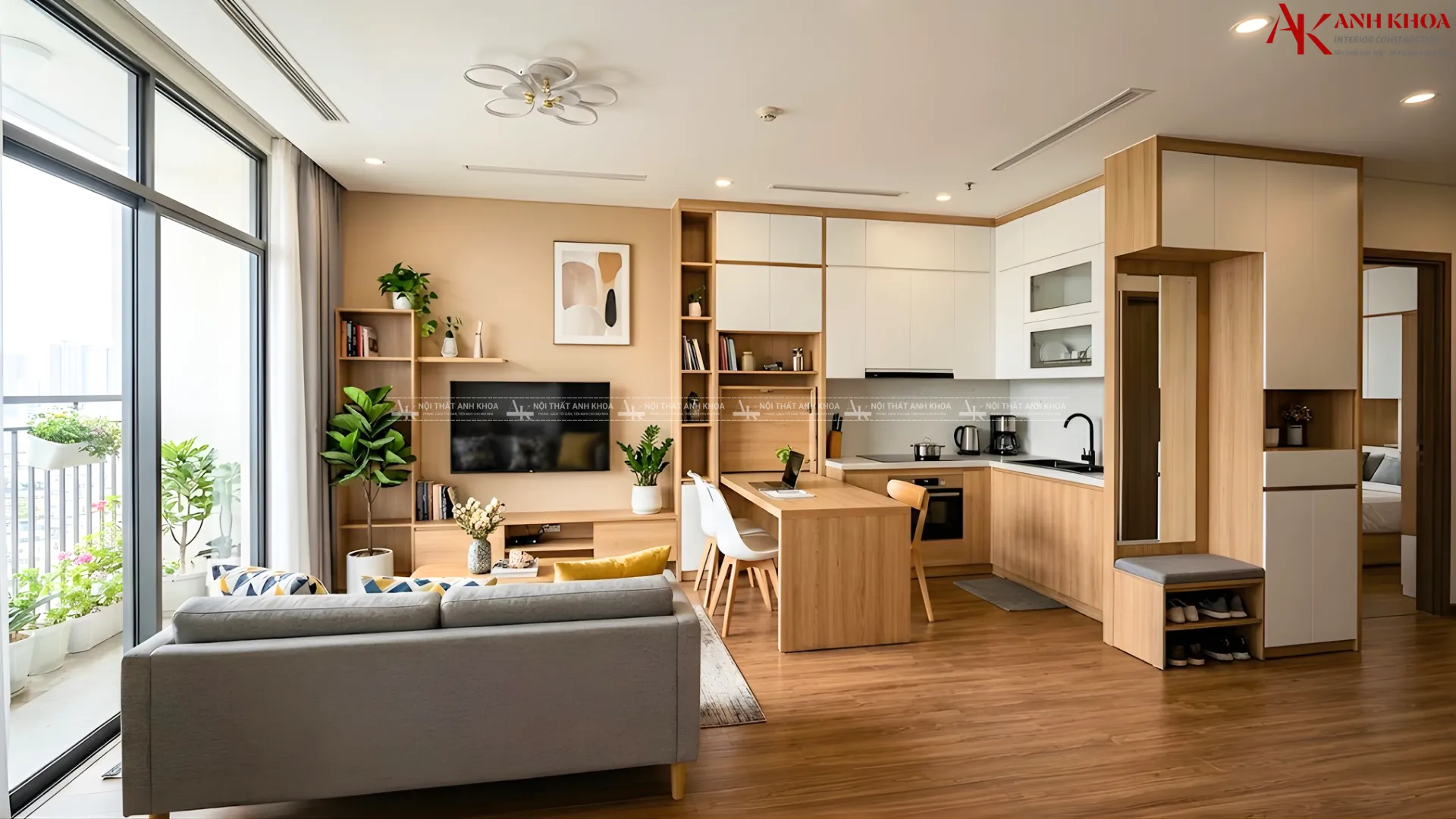 Mẫu nội thất chung cư gỗ công nghiệp hiện đại Mẫu nội thất chung cư gỗ công nghiệp hiện đại