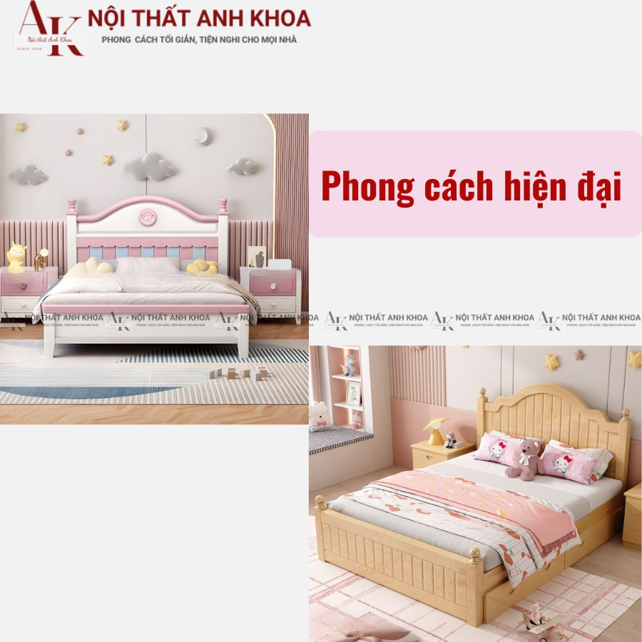 Giường ngủ phong cách hiện đại cho bé gái Giường ngủ phong cách hiện đại cho bé gái