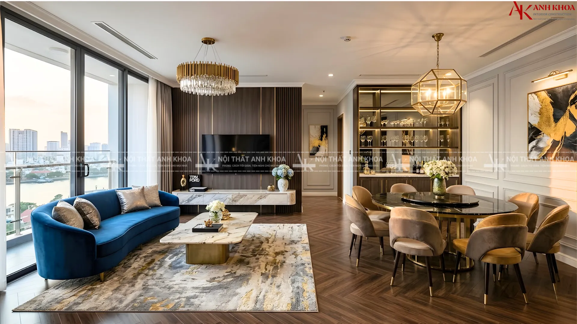 Trang trí phòng khách 80m2 mang phong cách Luxury sang trọng Trang trí phòng khách 80m2 mang phong cách Luxury sang trọng