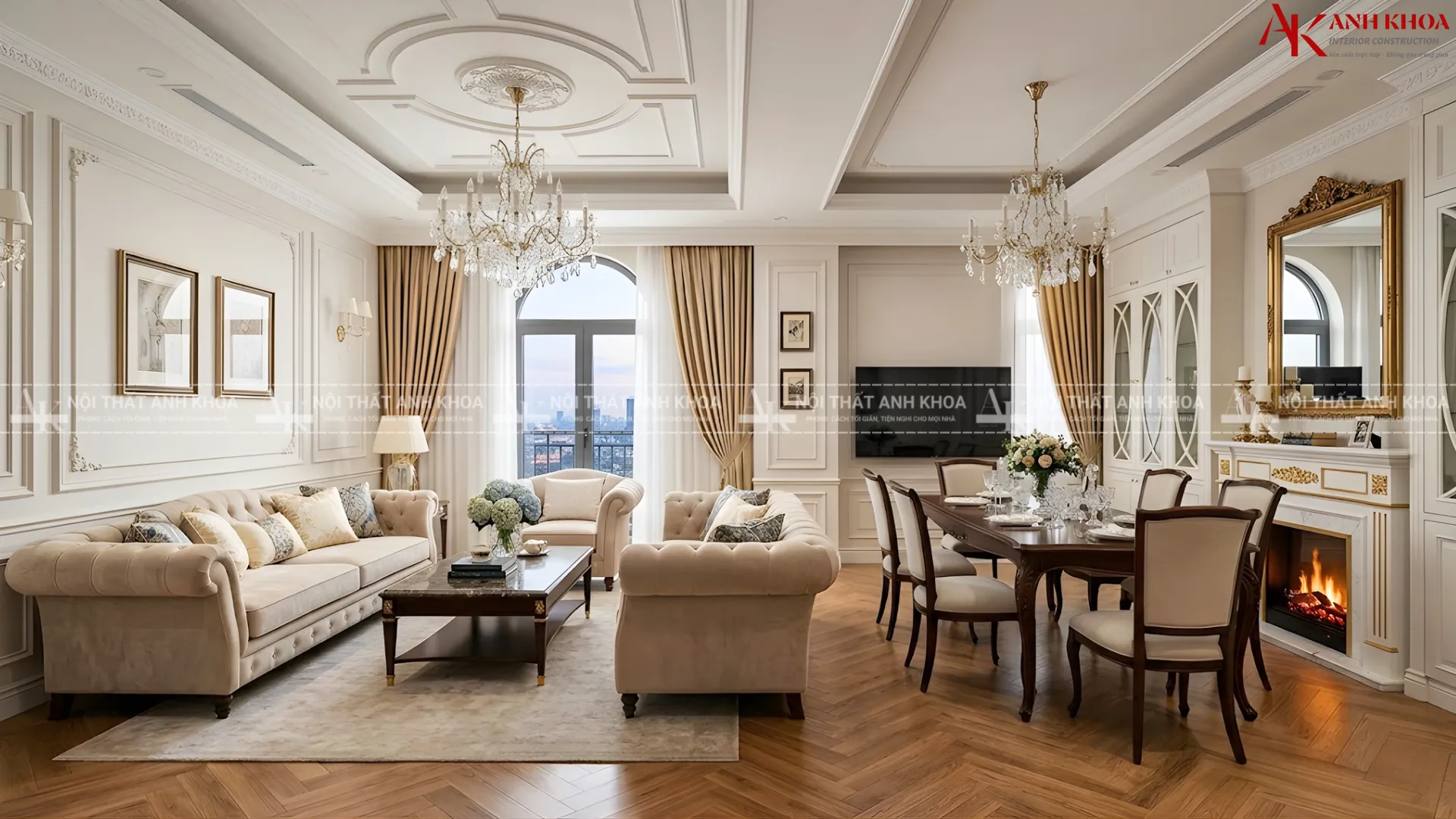 Không gian Tân cổ điển màu kem đẹp nhẹ nhàng, đẳng cấp Không gian Tân cổ điển màu kem đẹp nhẹ nhàng, đẳng cấp