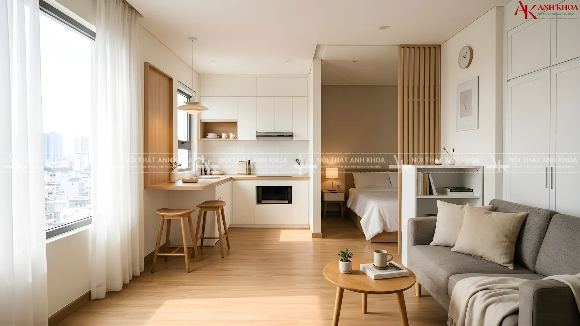 Thiết kế chung cư 45m2 tối giản đẹp và tiện nghi Thiết kế chung cư 45m2 tối giản đẹp và tiện nghi