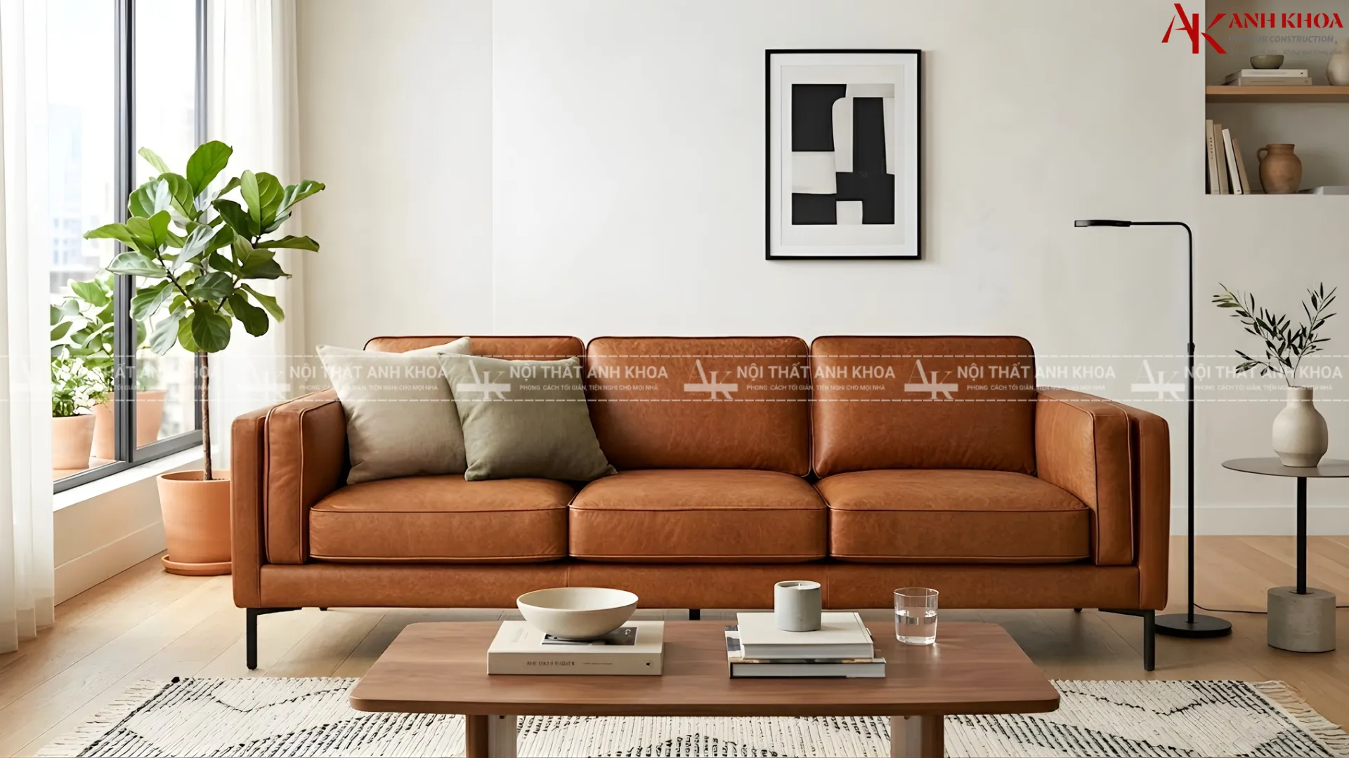 Trang trí phòng khách kèm bộ Sofa băng màu cam cháy Trang trí phòng khách kèm bộ Sofa băng màu cam cháy