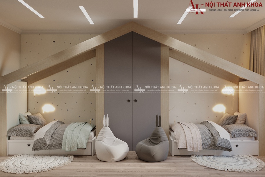 Thiết kế phòng ngủ đôi cho hai bé gái siêu dễ thương Thiết kế phòng ngủ đôi cho hai bé gái siêu dễ thương